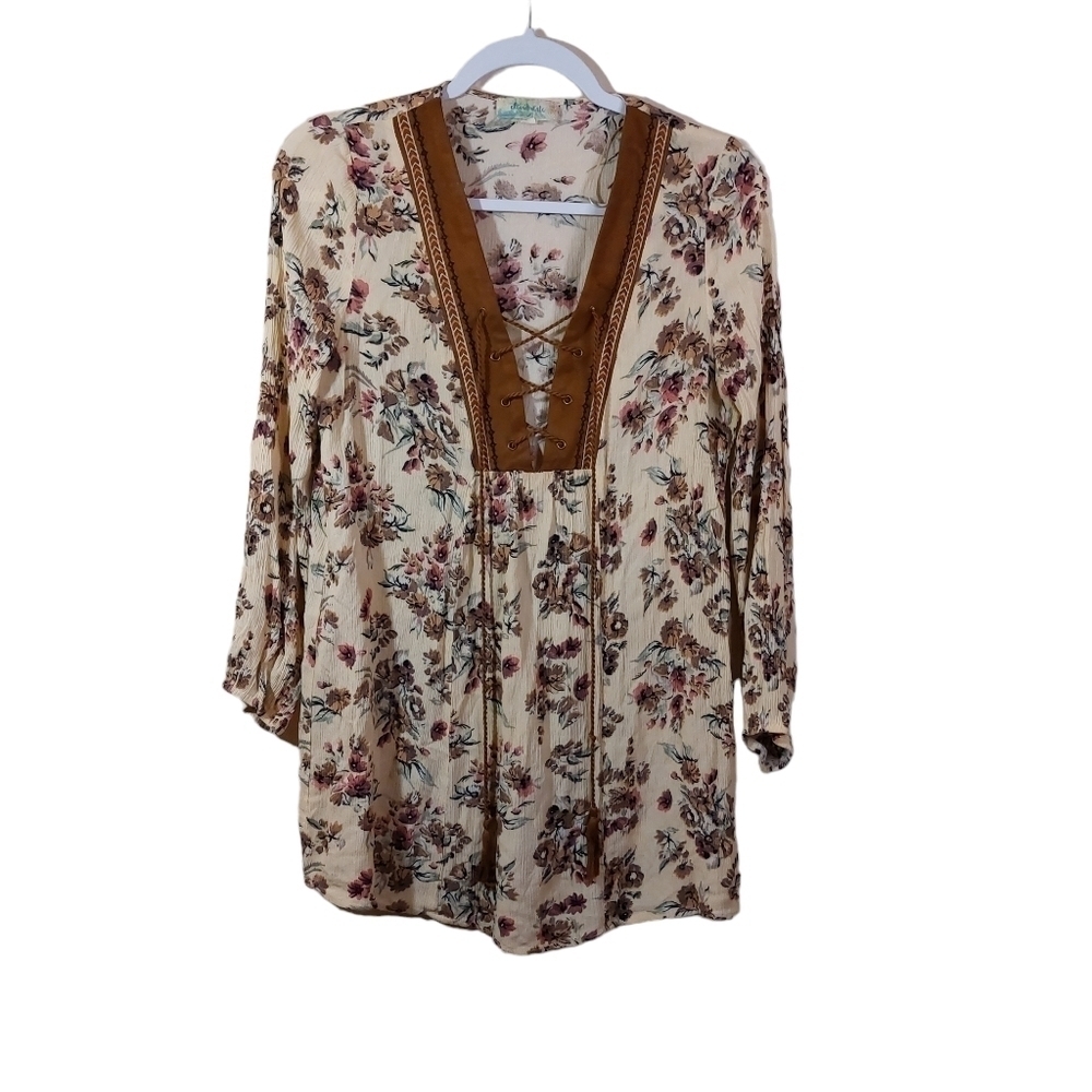 Altar'd State Ladies Long Sleeve Floral Print BOHO Top- size S